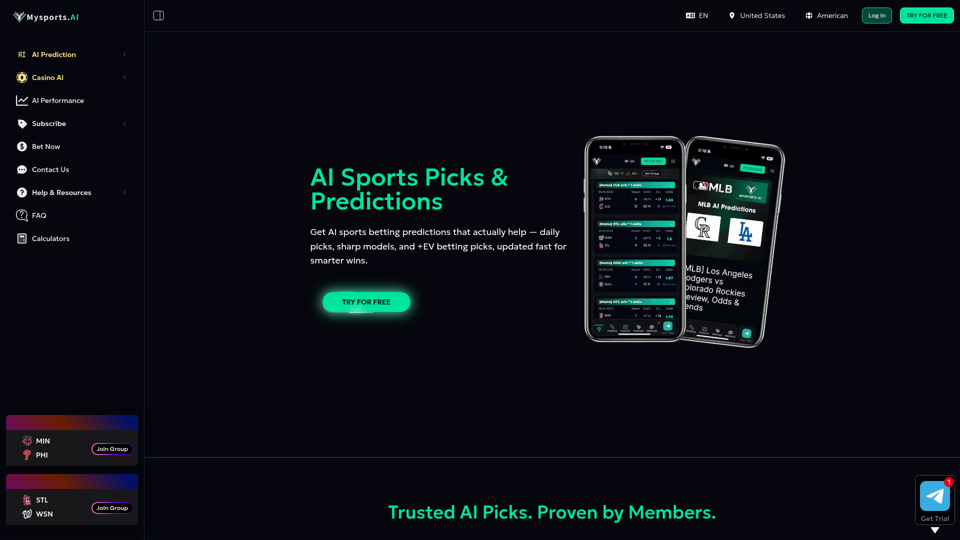 Mysports AI - 今日免费 AI 体育推荐与预测