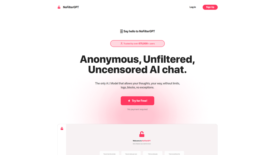 NoFilterGPT - 無制限・無検閲・匿名のChatGPT