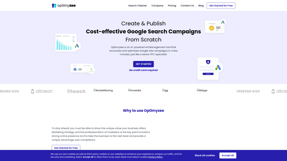 Página de inicio - Plataforma de automatización y optimización de Google Ads - Optimyzee