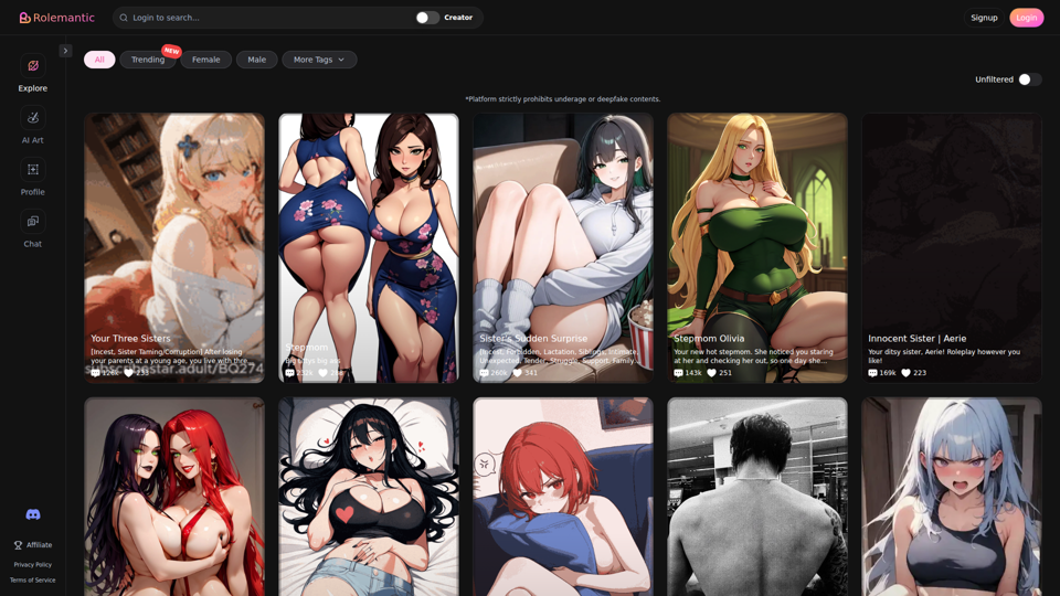 Rolemantic AI - NSFWキャラクターAIチャット | AIセクスティング＆ロールプレイ