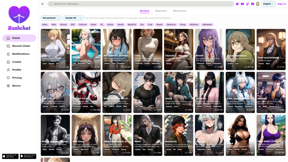 Rushchat.AI - NSFW AIチャット（無制限）