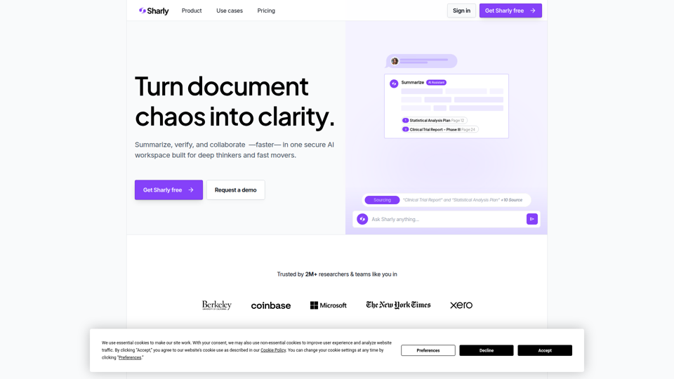 Sharly AI | Forschungsassistent zum Zusammenfassen, Vergleichen und Zitieren von Dokumenten