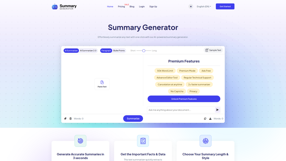 Ai Summary Generator - Summarize Text in One Click