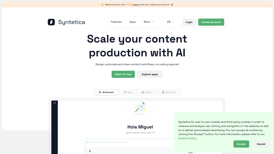 Syntetica > Home | Create processes with generative AI to build complex content