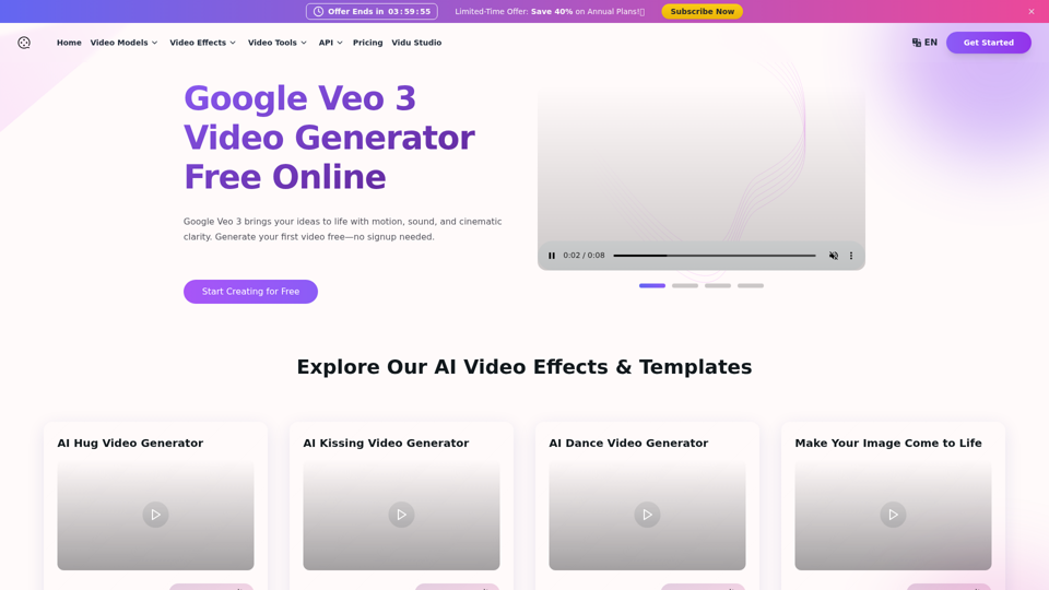 Veo 3 を無料で試す – Google の音声付き AI 動画生成ツール Veo 3 | Videomaker.me