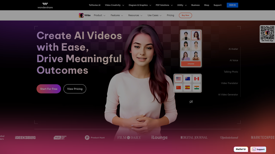Wondershare Virbo - 高速かつ効率的なAI動画ジェネレーター