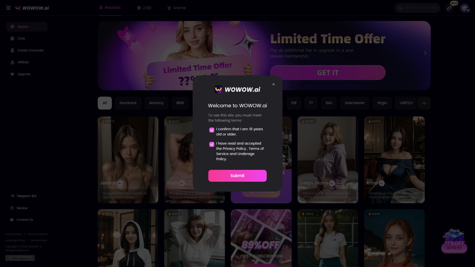 WOWOW AI - Customize Your Sexy AI Girlfriend, Chat with Unlimited Interactions