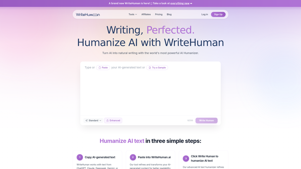 WriteHuman AIヒューマナイザーツール：AIテキストを人間らしくする