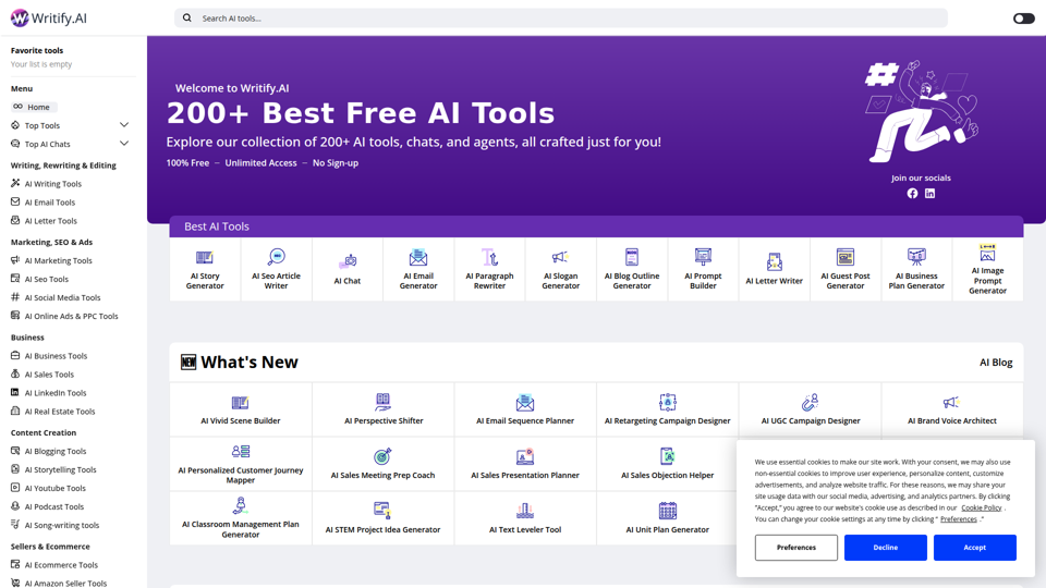 最高のAIライティングツール＆ジェネレーター【無料・登録不要！】 - Writify.AI