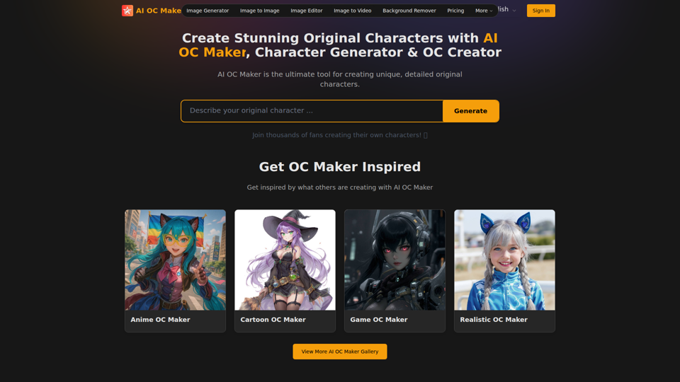 Creador de OC con IA - Creador de personajes OC y generador de personajes