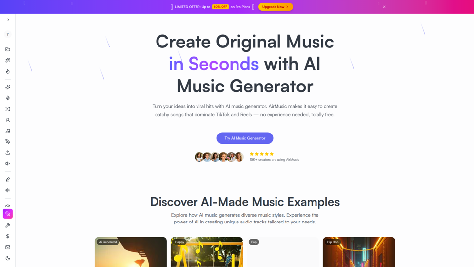 AirMusic | Generador de música con IA para música creativa y original en línea