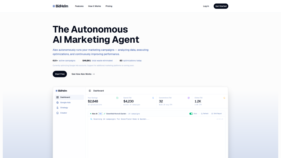 BidHelm — Optimización de Google Ads con IA | Ahorra entre un 25 % y un 40 % en gasto publicitario