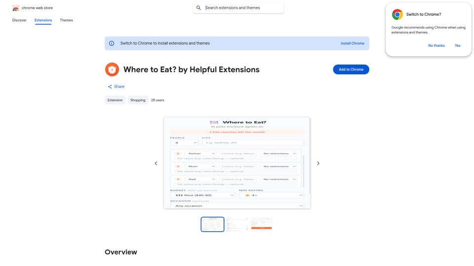 Where to Eat? by Helpful Extensions - Chrome Web Store