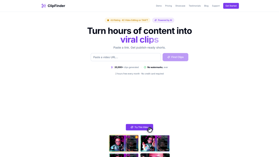 ClipFinder - AI搭載の動画クリップ抽出