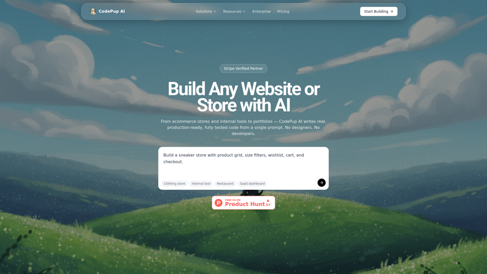 CodePup AI — Crea cualquier sitio web o tienda con IA | No se requiere código