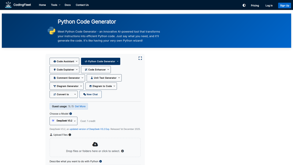 Python Code Generator - CodingFleet