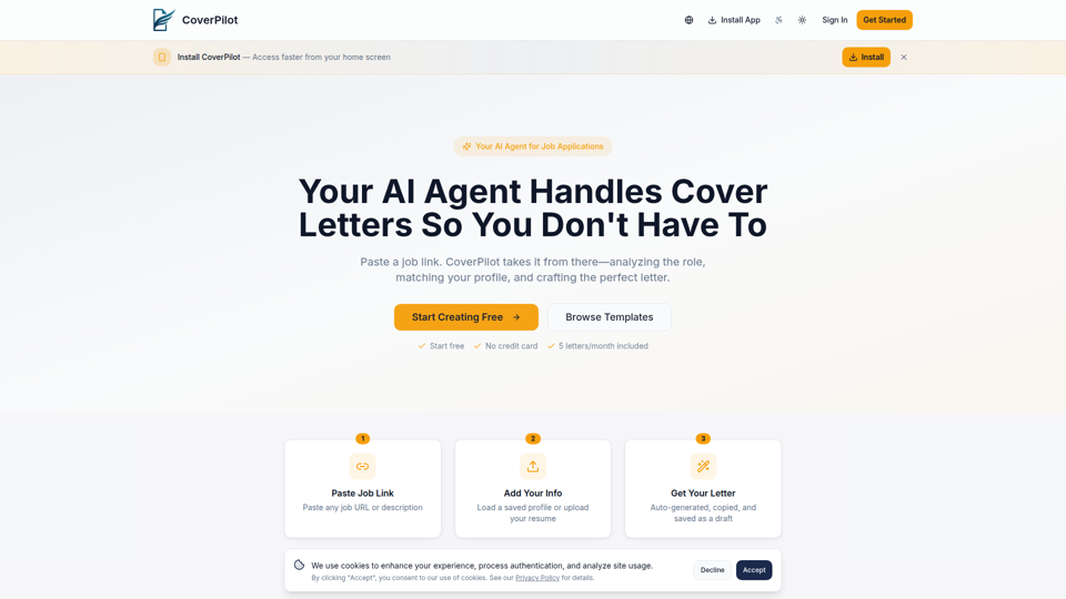 Generador de cartas de presentación con IA | CoverPilot