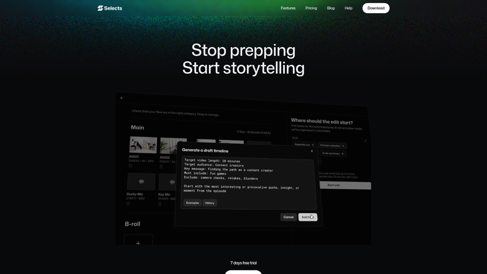 Selecciones de Cutback - IA para contenido de video de formato largo