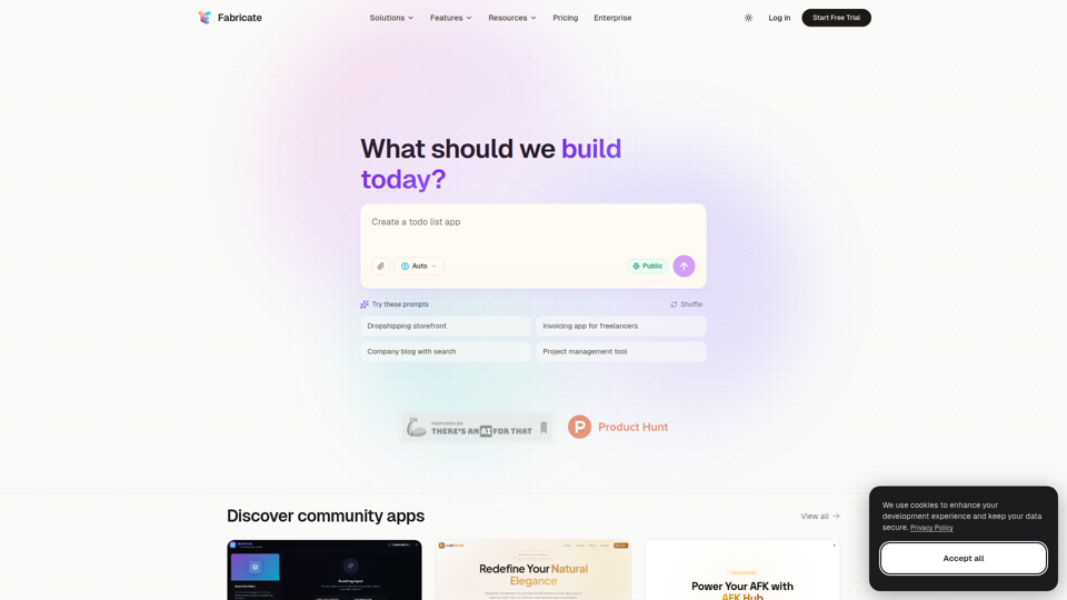 Fabricate – KI-Full-Stack-App-Builder | Alles erstellen, schneller veröffentlichen