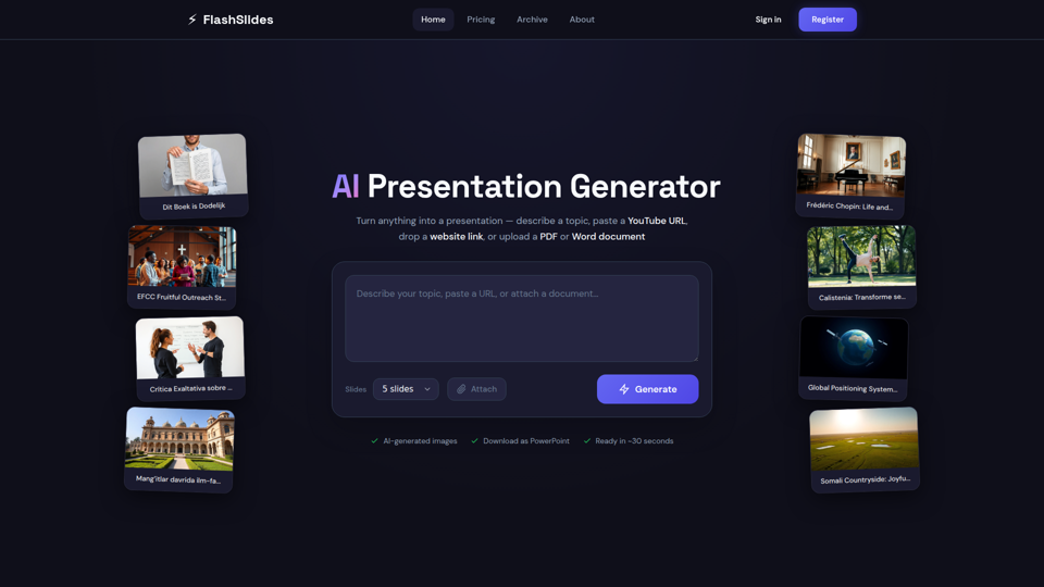 FlashSlides - AI 演示文稿生成器