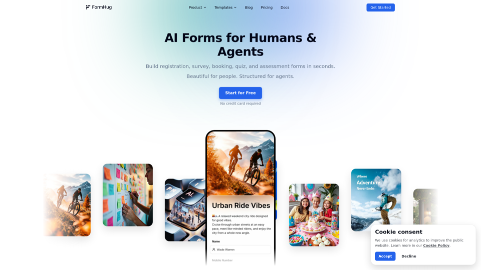 FormHug — KI-Formular-Generator für Anmeldungen, Umfragen & Quizze