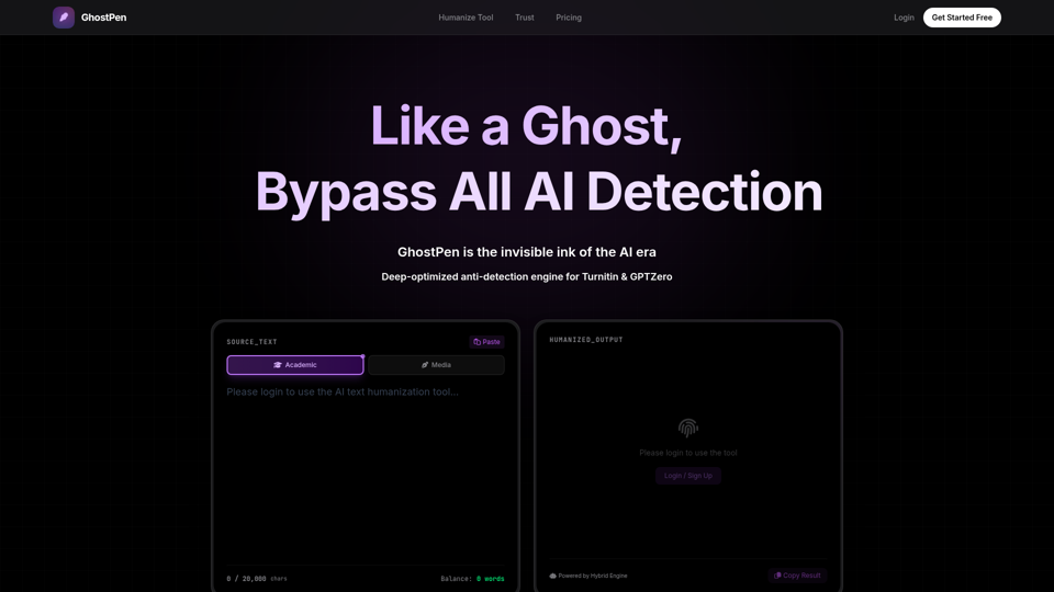 GhostPen – Die unsichtbare Tinte für KI-Schreiben | Umgehen Sie Turnitin & GPTZero