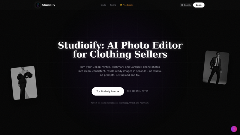 Studioify - AI Photo Editor for Depop & Vinted Sellers