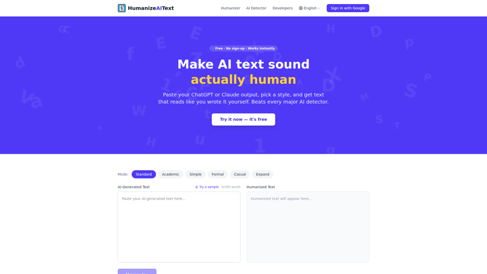 Humanize AI Text Free - AI Text Humanizer Tool