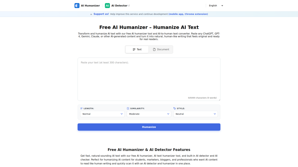 Herramienta humanizadora de IA – Humaniza texto de IA en línea