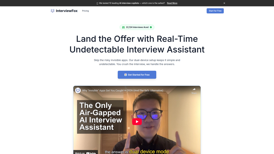 InterviewFox-Safe Asistente de IA seguro para entrevistas con doble dispositivo
