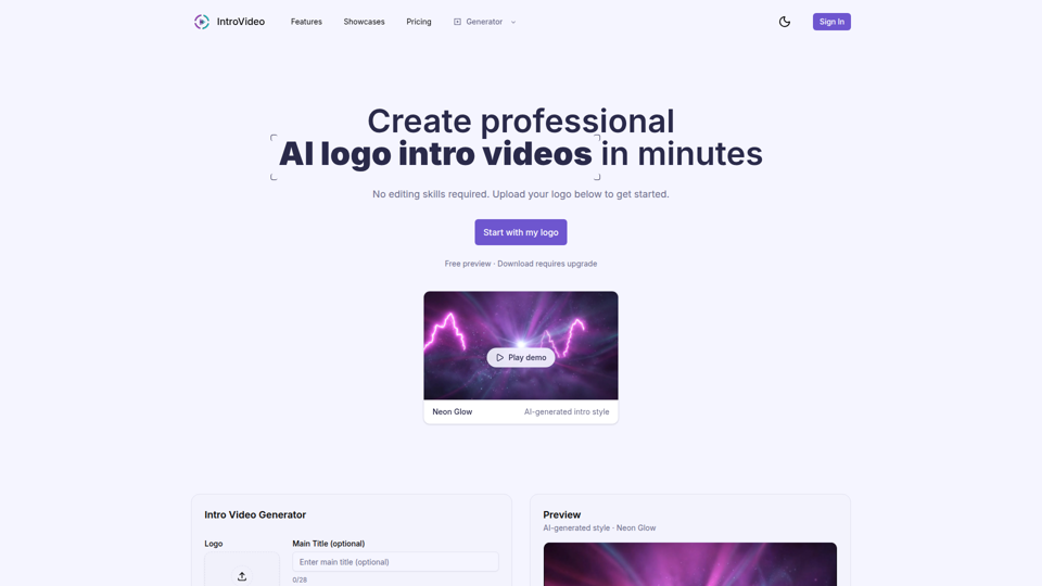 IntroVideo - Generador de videos de introducción de logotipos con IA