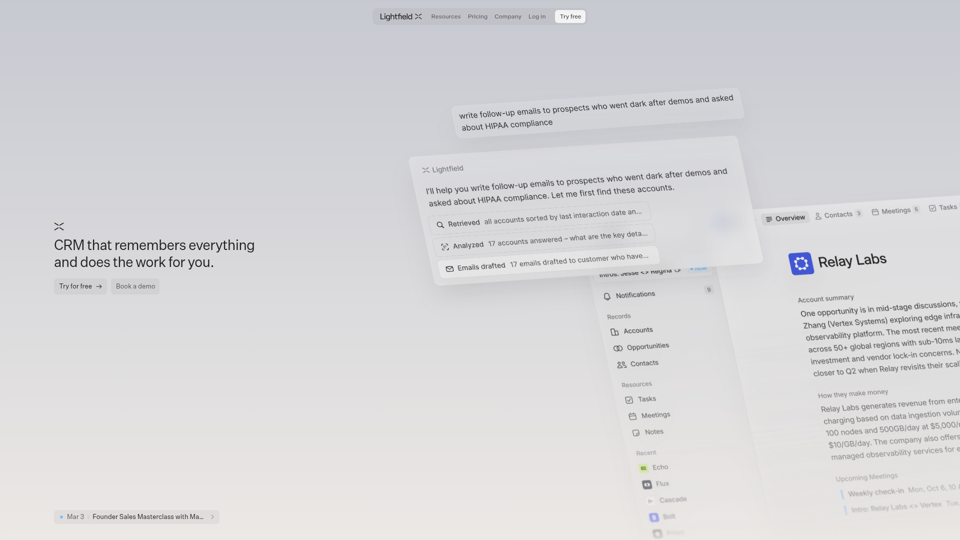 Lightfield | CRM natif à l’IA