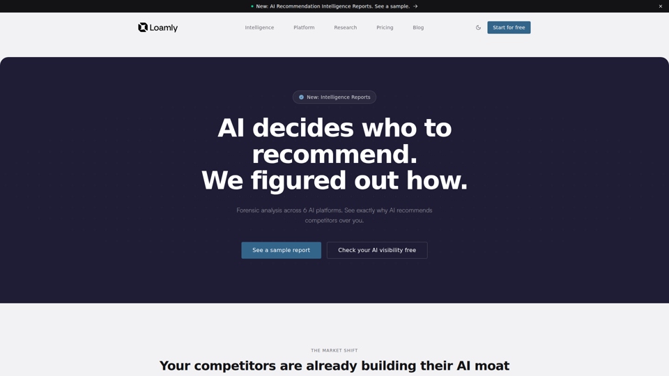 KI-Empfehlungsintelligenz | KI-Sichtbarkeitsprüfung & Überwachung | Loamly