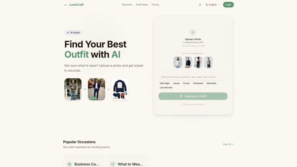LookCraft - AI Outfit Generator | Free to Try
