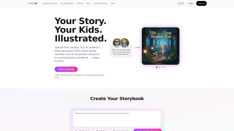 Lullaby.ink — Generador de libros infantiles con IA | Cuentos personalizados con IA