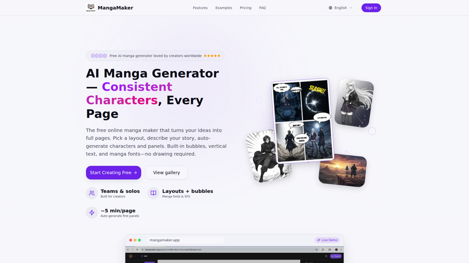 KI-Manga-Generator & Comic-Ersteller — Manga-Seiten online kostenlos erstellen | MangaMaker