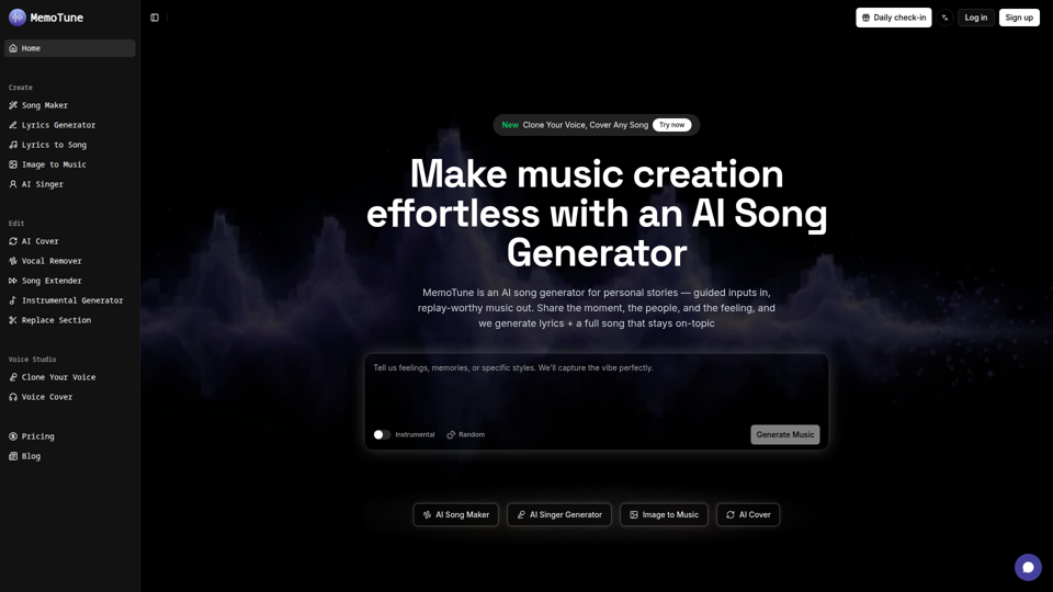 Generador de canciones con IA — Convierte tu historia en música | MemoTune