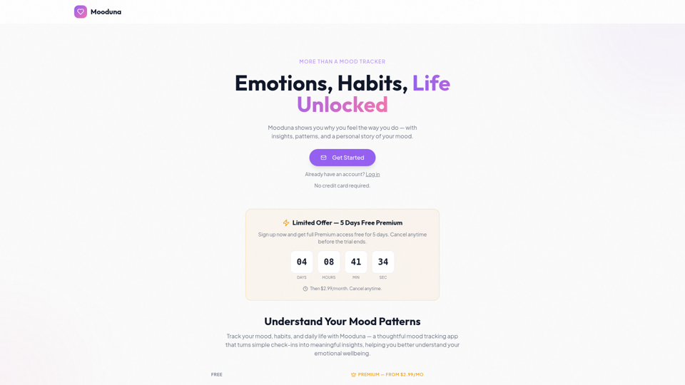 Mood Tracker & Habit Insights - AI - Mooduna