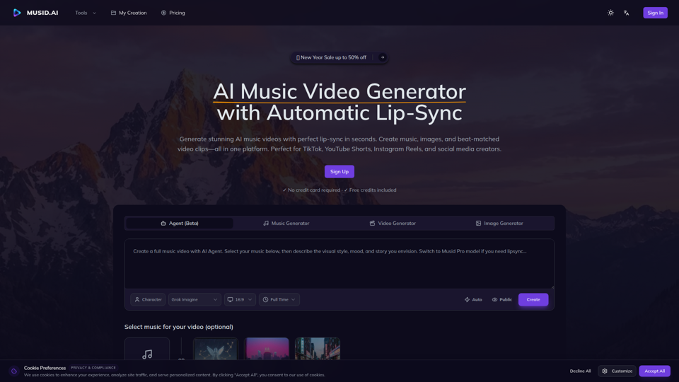 Musikvideo-KI - Musikvideo-Generator mit Lippensynchronisation | Musid