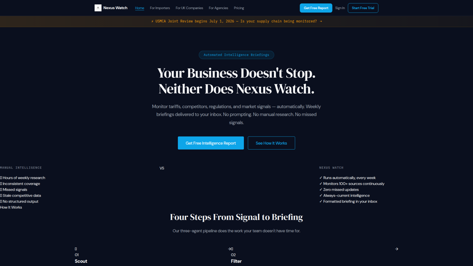 Nexus Watch — Automated Trade & Competitive Intelligence