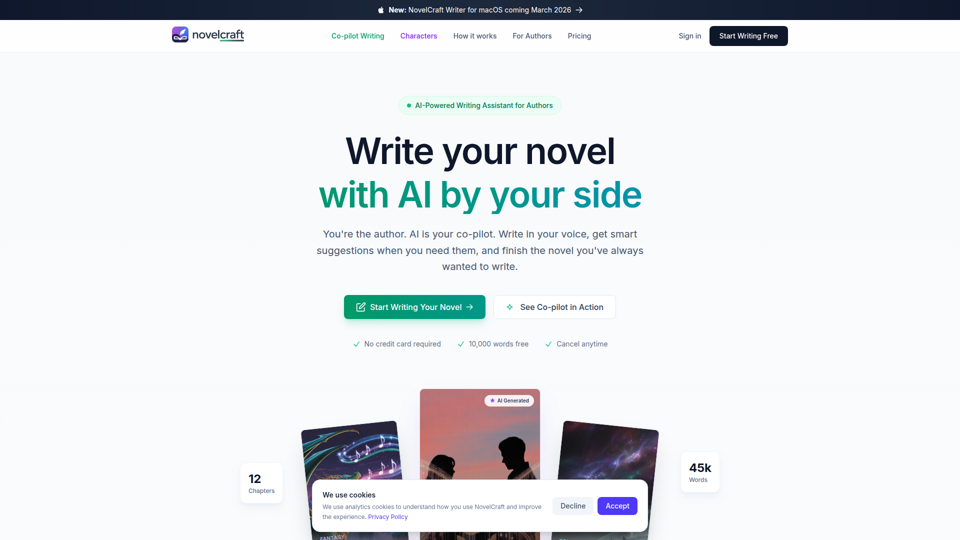 NovelCraft - Assistant d’écriture IA