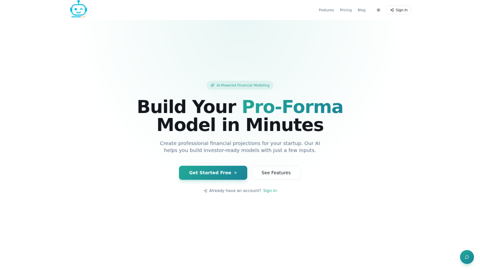 ProFormaGen | スタートアップ向けAI搭載財務モデルジェネレーター