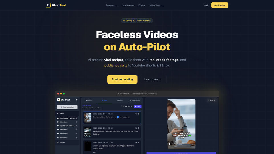 ShortFast — 成長、リード獲得、トラフィック向上のためのAI動画自動化