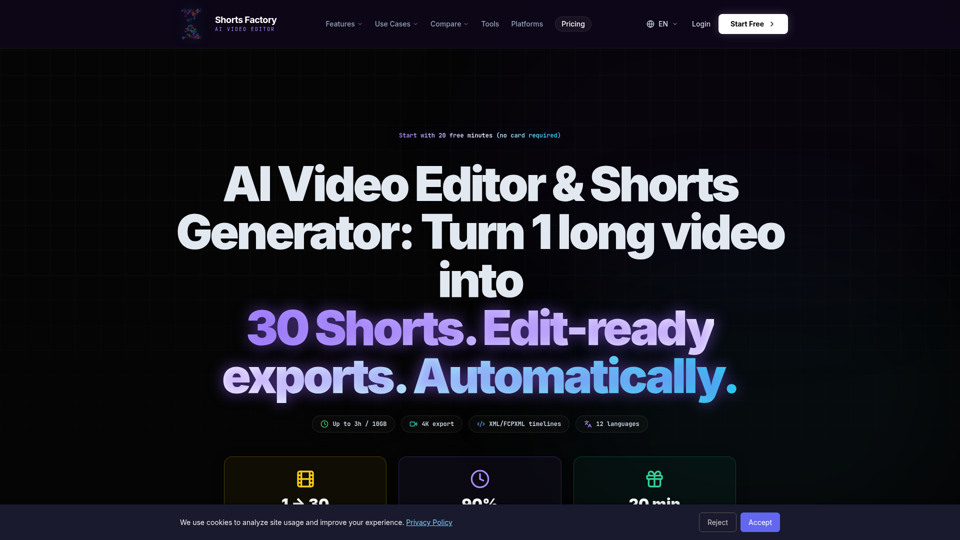AI 视频编辑器与短视频生成器 | Shorts Factory