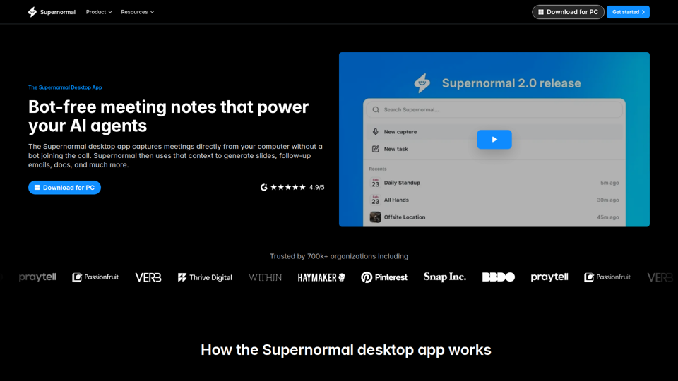 Supernormal Desktop App: AI assistant that turns meetings into work