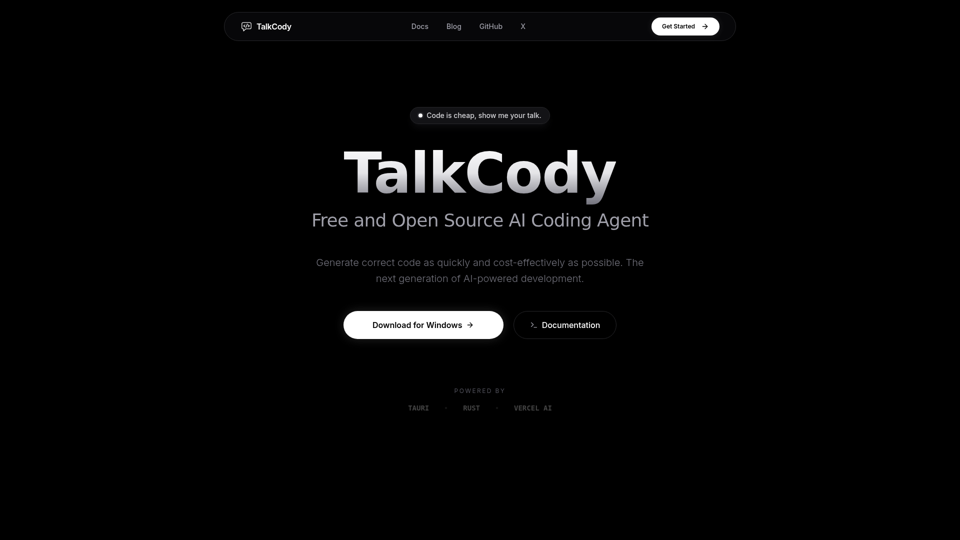 TalkCody - Free and Open Source AI Coding Agent