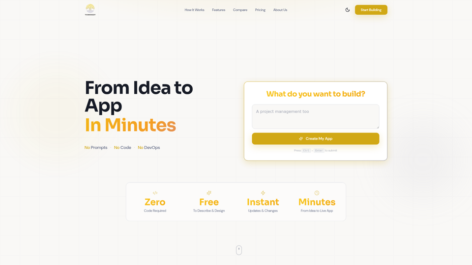 ThinkRoot – Der KI-Compiler | Von der Idee zur App in wenigen Minuten
