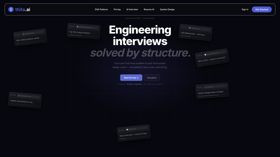 AI Interview Prep | DSA Patterns, AI Coaching | Thita.ai