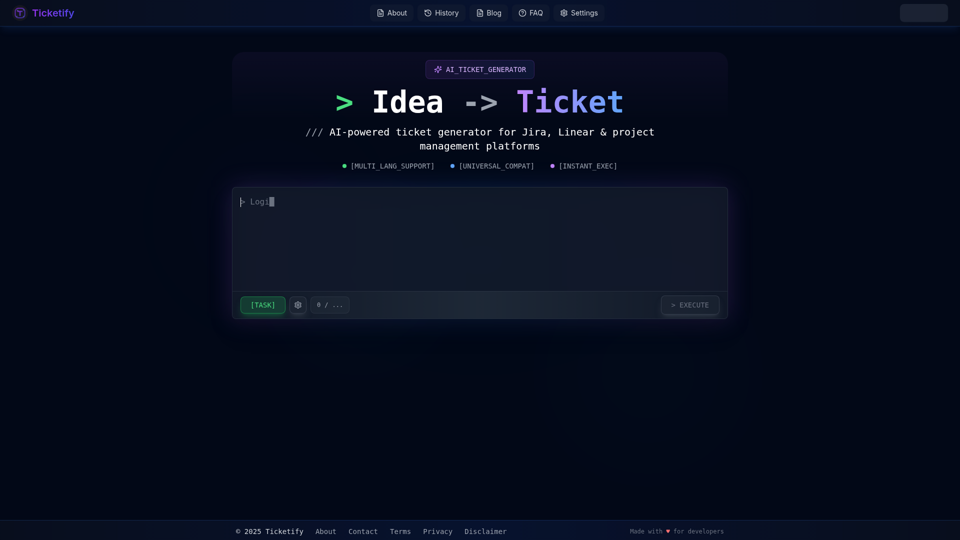 Ticketify - AI 工单生成器 | 即刻创建 Jira 工单