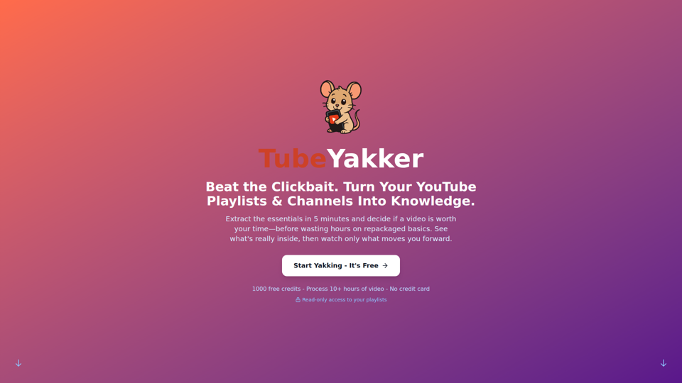TubeYakker - YouTube文字起こし要約＆チャット